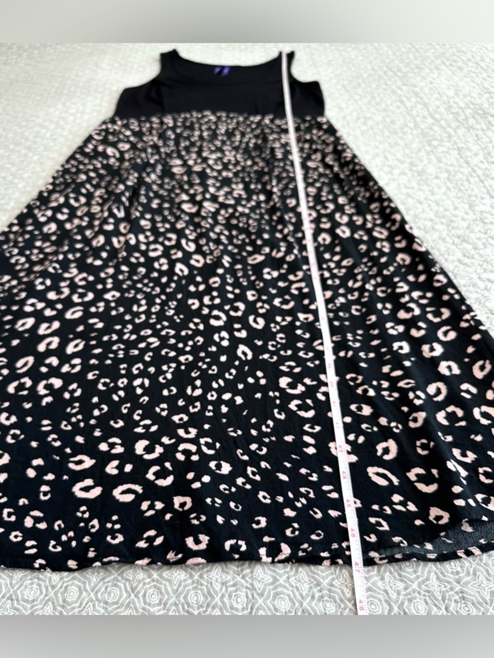 Seraphine Maternity Black Tank Maxi Dress Tan Leopard Print Nursing Size 6 - Picture 8 of 10